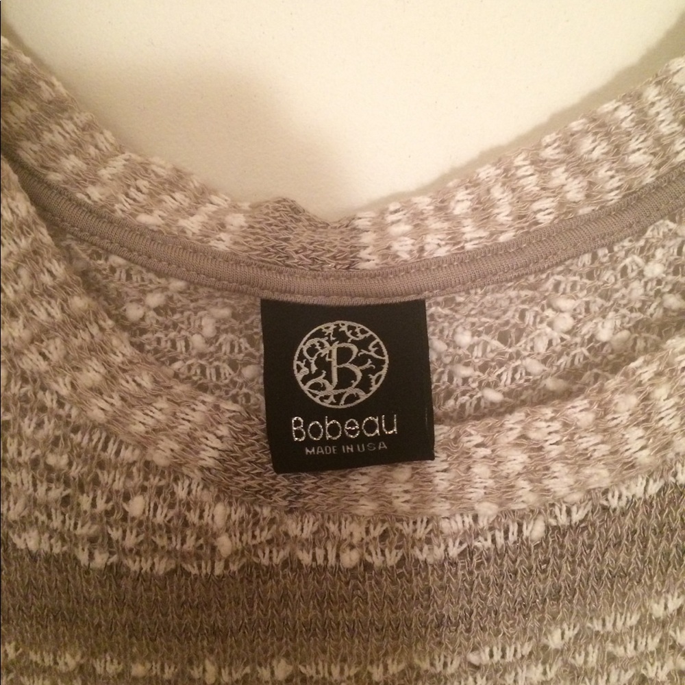 Bobeau gray and white loose knit sweater - Picture 3 of 4